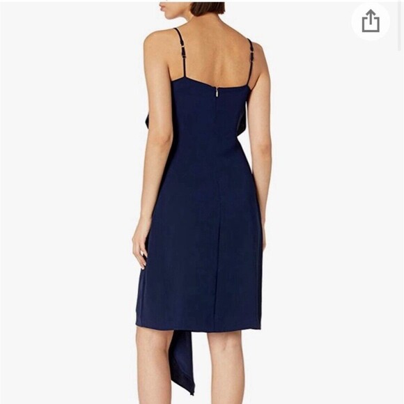 Trina Turk Women's Starry Navy Blue Dress Draped Crepe Tie Front  Size 6 NWT - Picture 3 of 13